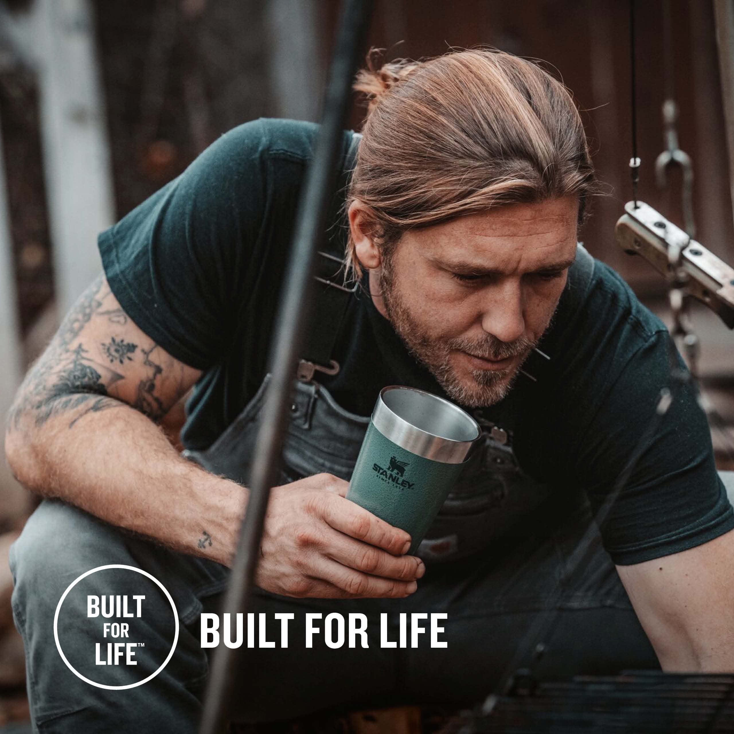 Stanley Adventure Stacking Beer Pint 0.47L - Travel Mug Keeps Drinks Cold For 4 Hours - Stainless Steel Thermal Cup - Stacks Infinitely - Double Wall Vacuum Insulation - Dishwasher Safe - Matte Black