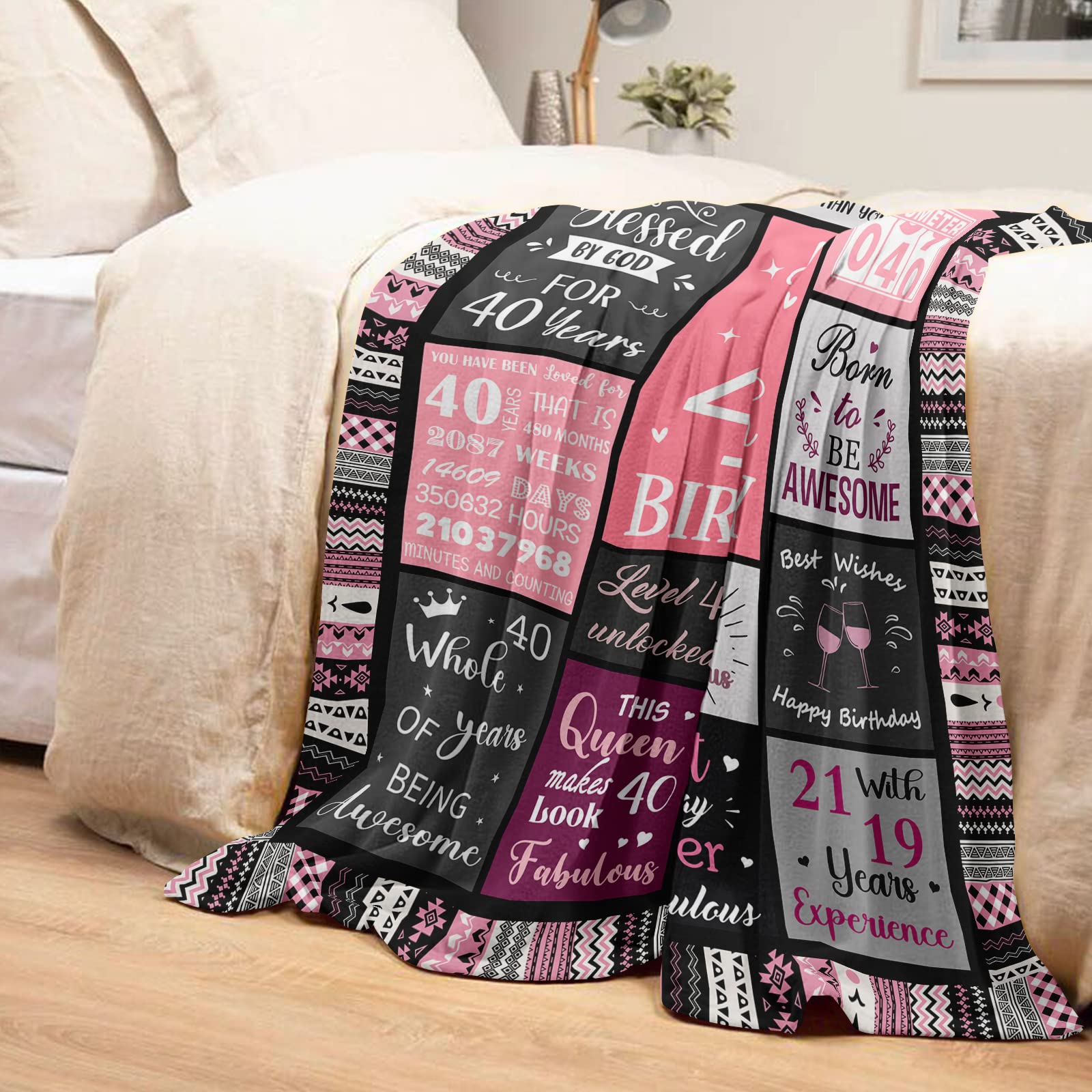40th Birthday Gifts Women Blanket 200x150CM, 40th Birthday Decorations Women, 40th Birthday Gift Ideas, Happy 40th Birthday Gifts for Women, 1984
