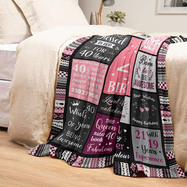 40th Birthday Gifts Women Blanket 200x150CM, 40th Birthday Decorations Women, 40th Birthday Gift Ideas, Happy 40th Birthday Gifts for Women, 1984