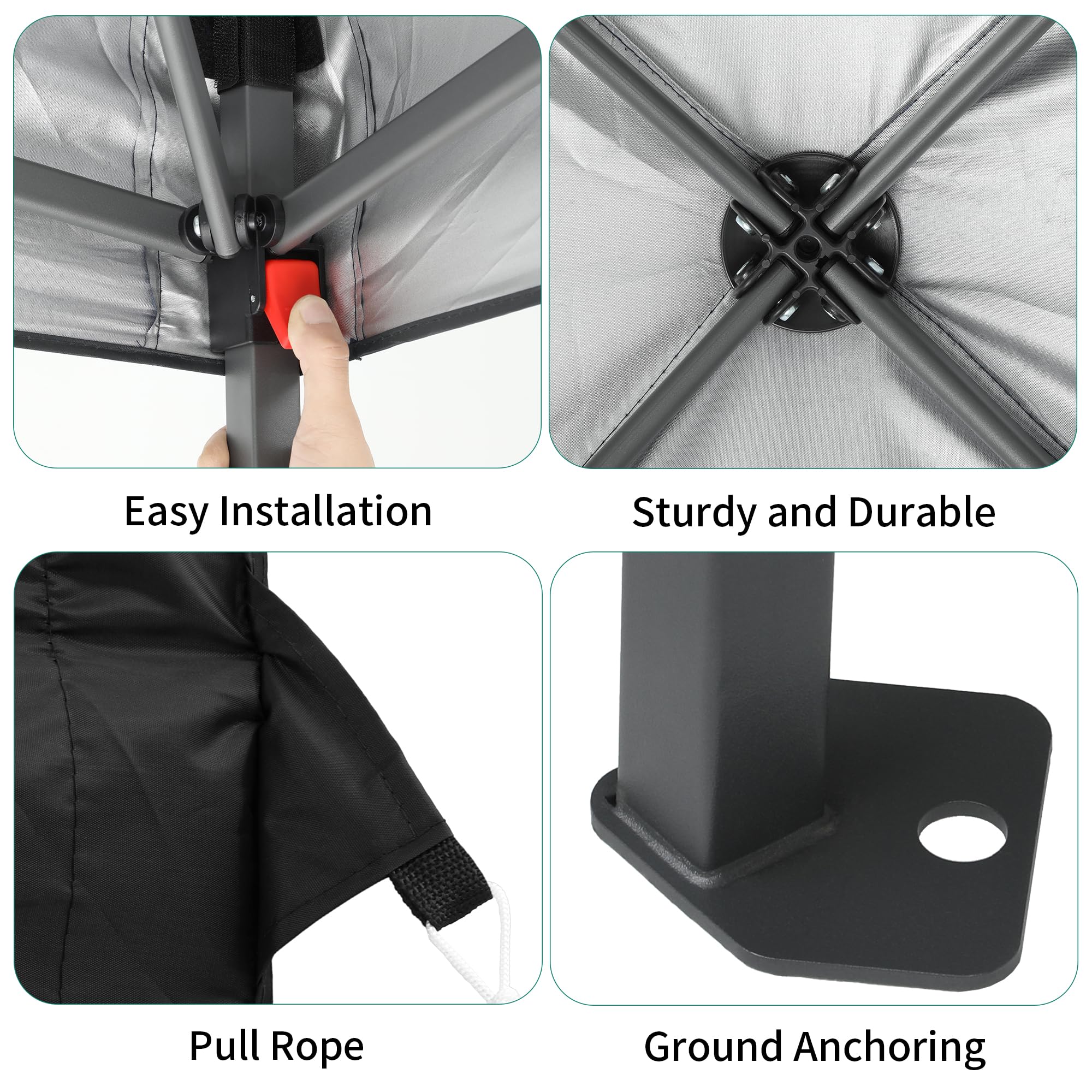 YITAHOME 3x3M Outdoor Pop Up Gazebo with Sides and Windows, Waterproof Folding Garden Canopy All Seasons Camping Gazebo Anti-UV with Adjustable Height Stakes Rope Carry & Weight Bags for Party Event