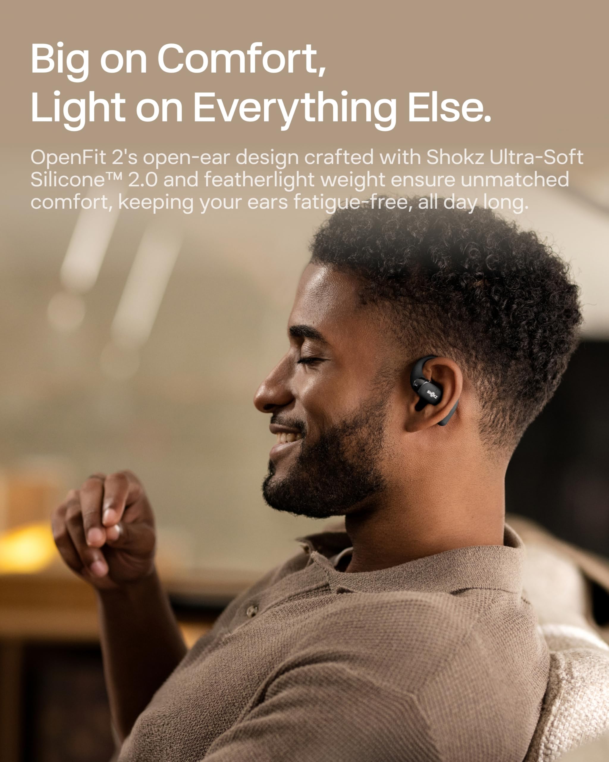 SHOKZ OpenFit 2 Open-Ear Headphones, True Wireless Bluetooth Earphones with Microphone, Earhook Earbuds with 48 Hours of Playtime, USB-C Fast Charging, IP55 Water-Resistant, with Carrying bag, Black