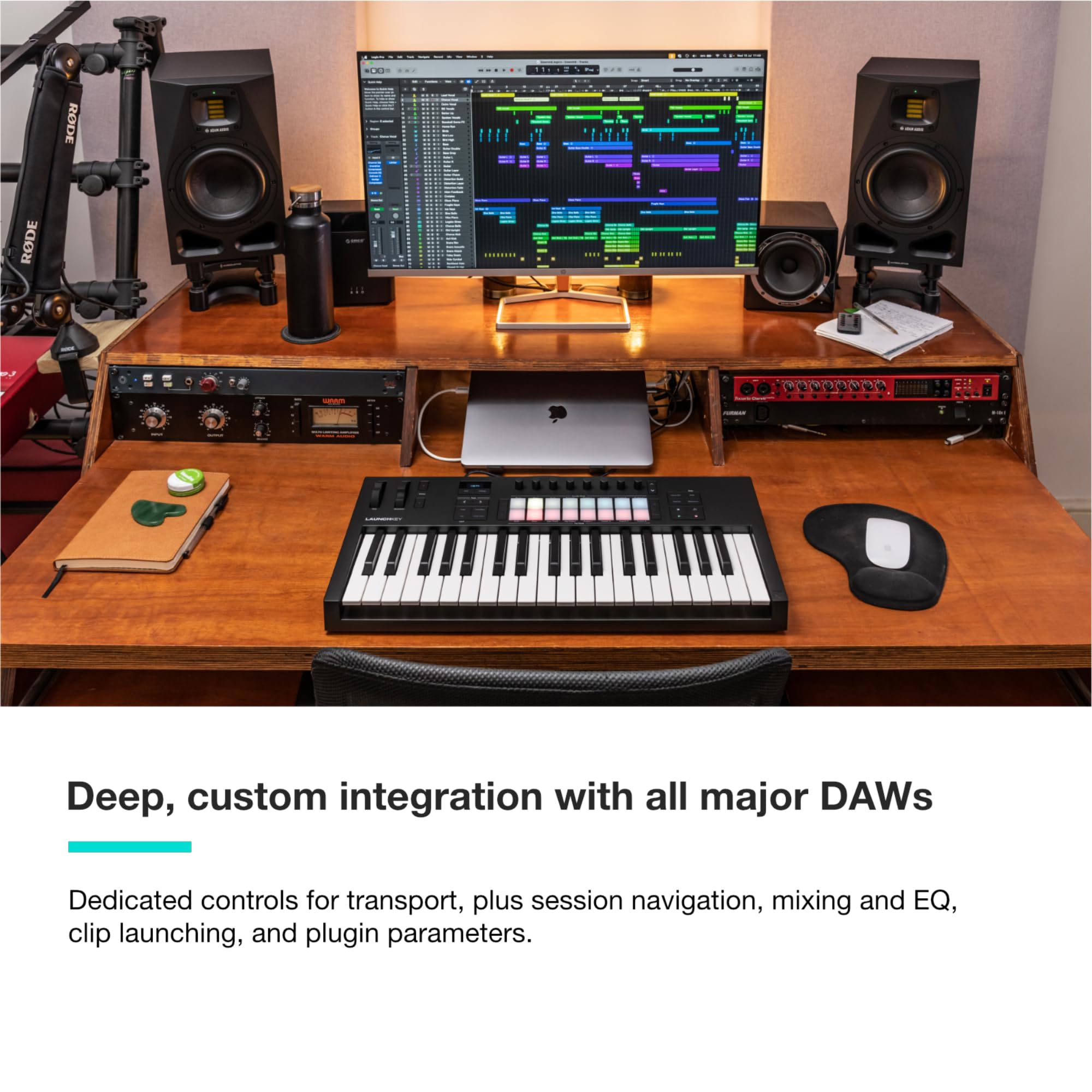 Novation Launchkey Mini 25 [MK4] — Portable 25 Mini-Key, USB, MIDI Keyboard Controller with DAW Integration. Chord Mode, Scale Mode, Drum Pads, and Arpeggiator. Includes Music Creation Software Bundle