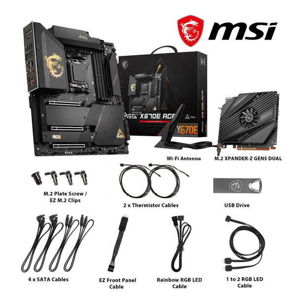 MSI X670E GAMING PLUS WIFI Motherboard, ATX - Supports AMD Ryzen 9000 / 8000 / 7000 Series Processors, AM5 - 80A SPS VRM, DDR5 Memory Boost 7800+ MHz/OC, PCIe 5.0 x16, M.2 Gen5, Wi-Fi 6E