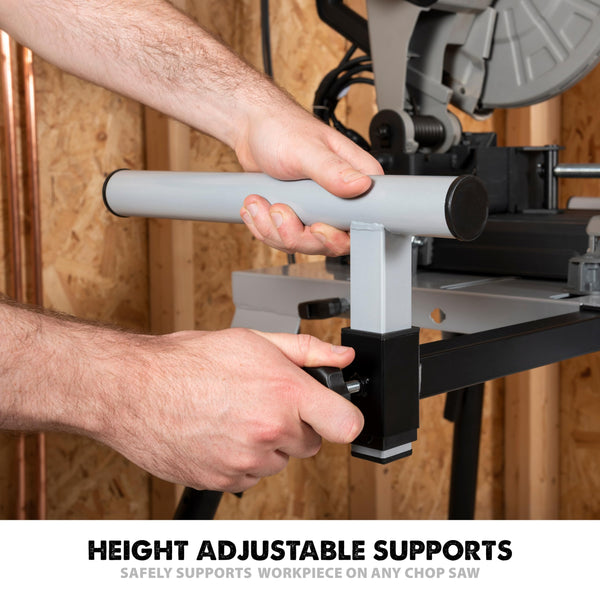 Evolution Power Tools EVOMS1 Mitre Saw Stand, Universal Compact Folding with Extending Support Arms, Fits Evolution, Makita, DeWalt, Bosch, Ryobi, Einhell and Metabo, Supports 150kg Weight & 3m Length