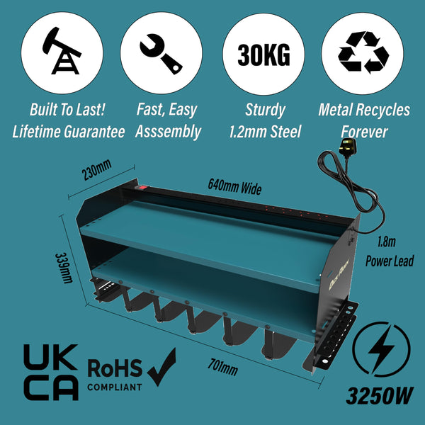 Toolganize Power Tool Organiser, Storage Rack with Power Strip Charging Station, Heavy-Duty for Workshop & Garage Tools - 4 Slot, Milwaukee Red.
