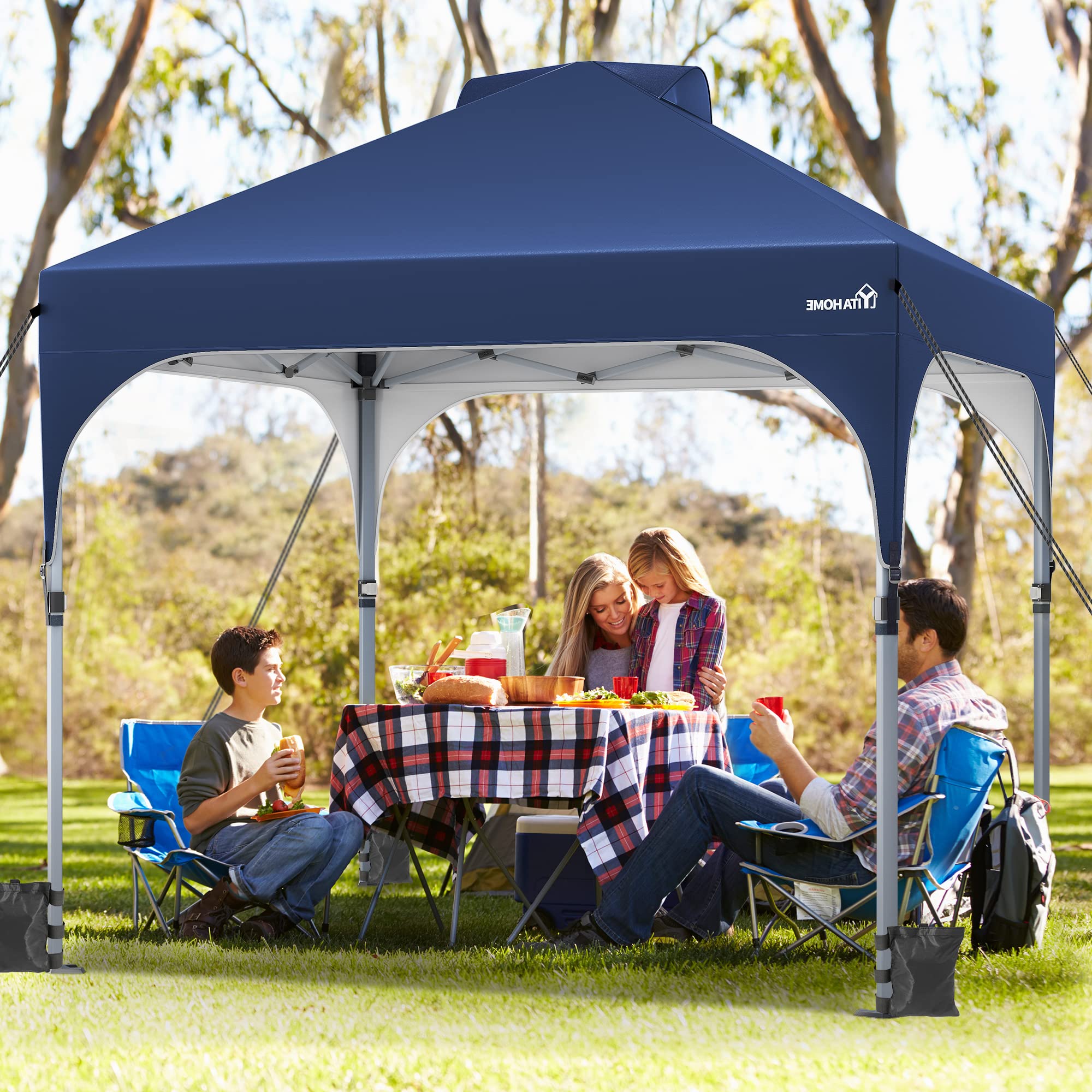 YITAHOME 2.5x2.5M Instant Heavy Duty Pop Up Gazebo, Waterproof Folding Garden Camping Party Tent Canopy Marquee with Roller Bag for Patio Markets Beach