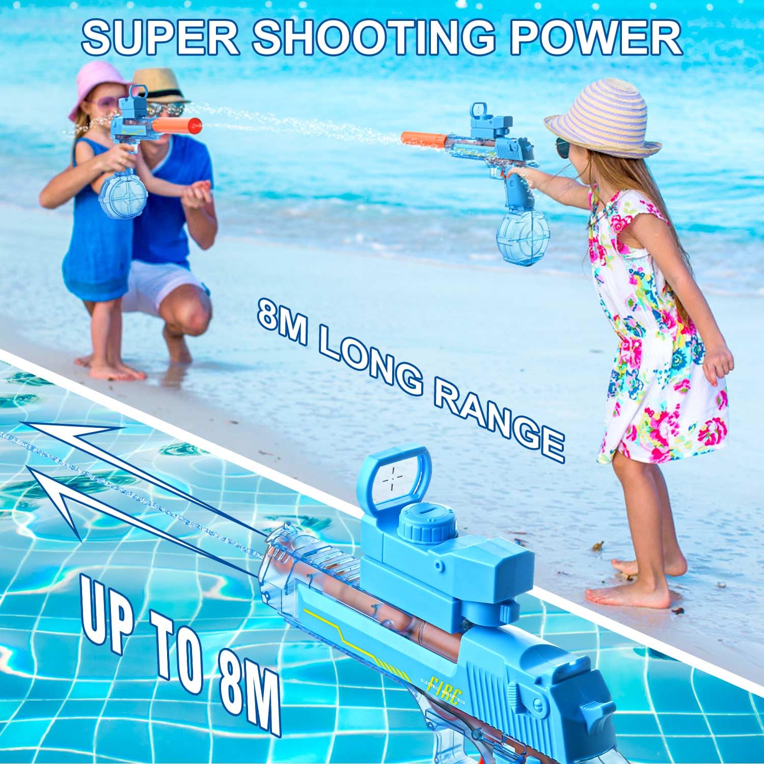 Electric Water Gun, Ultra-Long Range One-Touch Automatic Water Gun, Large Capacity Ultra-Long Standby, Suitable For Children Adults Summer Pool Party Beach Outdoor Use.