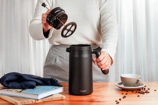 Heemburg French Press Thermal Coffee Maker Cafetiere Thermo Double Wall Insulated Vacuum Stainless Steel Manual Brewer