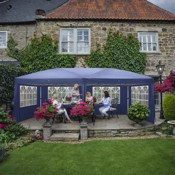 Bonnlo Pop Up Gazebo with Sides 3m x 3m, Easy Setup Instant Outdoor Canopy, Folding Garden Gazebo, Party Tent Grey