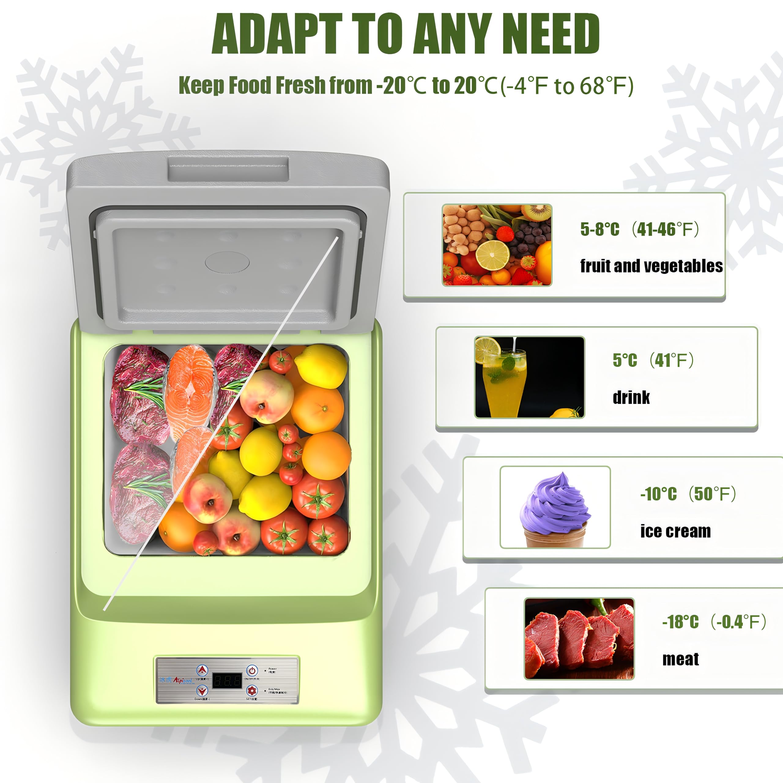 Alpicool C9PT 9L Compressor Car Fridge Freezer, DC 12v Camping Refrigerator, Portable Mini Cool Box for TruckCampervanRVBoat, -20℃ to 20℃