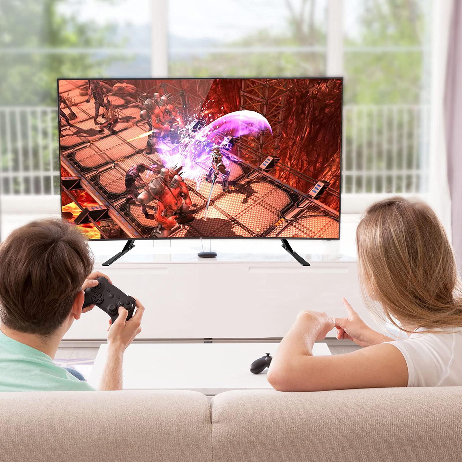 suptek Universal TV Stand, TV Leg Replacement for Most 22-65 inch LCD/LED/OLED/Plasma TVs, Adjustable Table Top TV Feet for Flat&Curved Screen, VESA up to 800x400mm, Capacity 50kgs