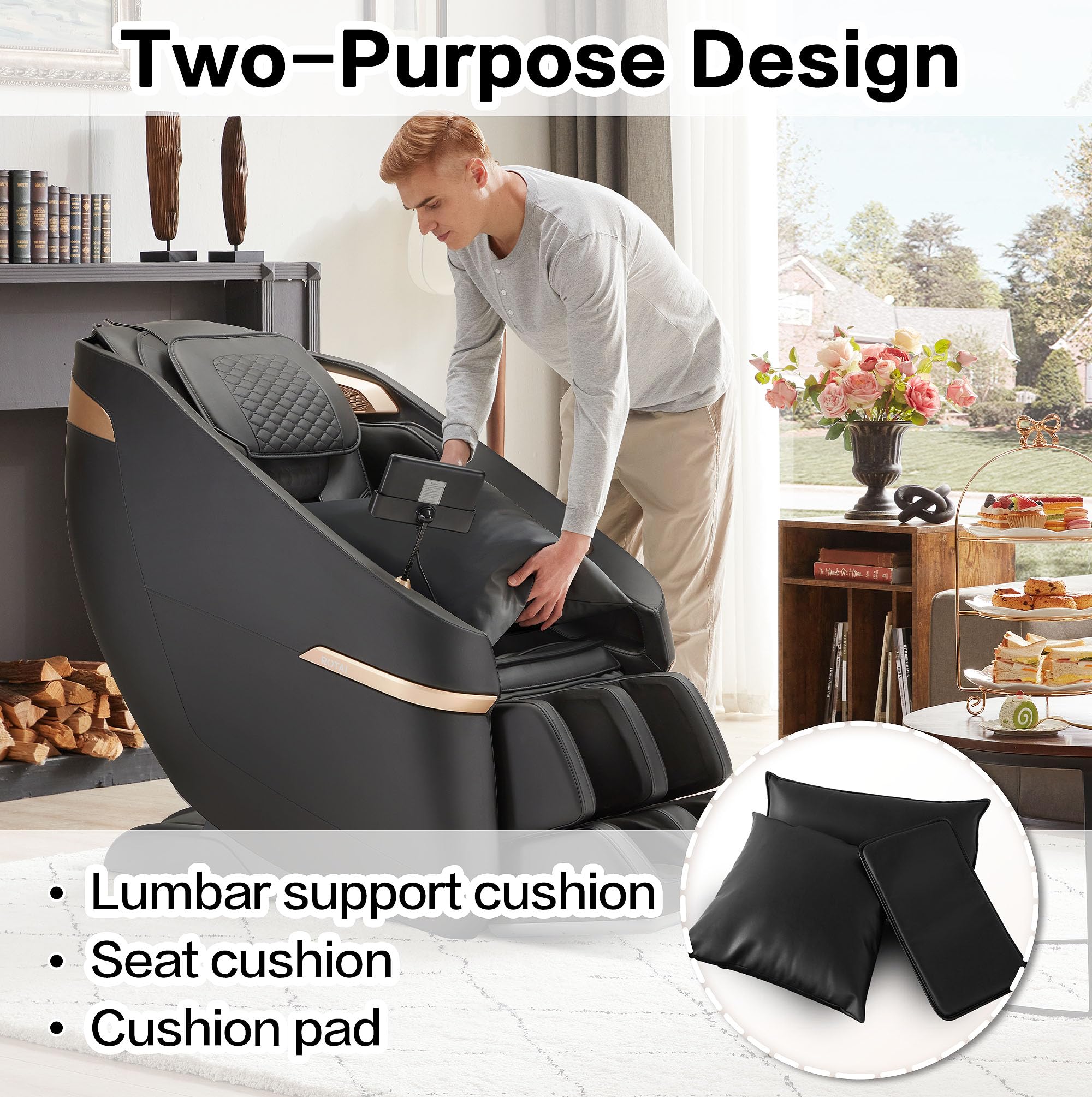 ROTAI Full Body Massage Chair,Zero Gravity Massage Chair for Home,Back Massagers for Pain Relief,Rocking Chair with Heat