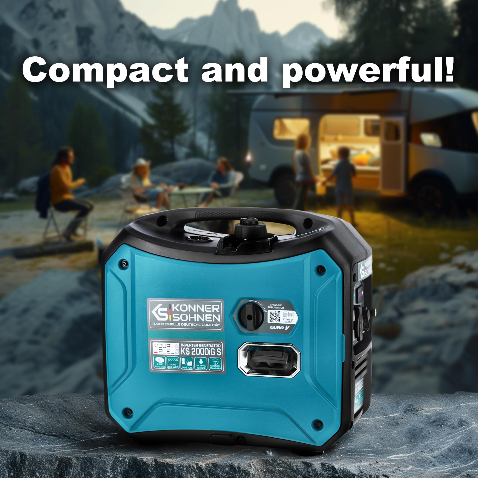Könner & Söhnen KS 3100iG S portable LPG/petrol inverter generator 3100 W,UK Plug Socket 1x13 A (230 V), 2 USB ports,copper winding,silent inverter generator,dual fuel generator