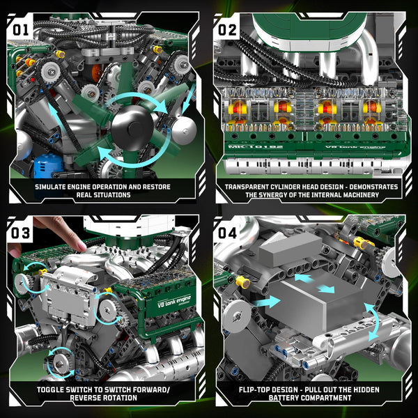 Mould King V12 Engine Building Block Sets, V12 Engine Model Kit That Runs, MOC Engineering Model Building Kit with Battery and Motor, Engineering Building Blocks for Adults (3472 PCS)