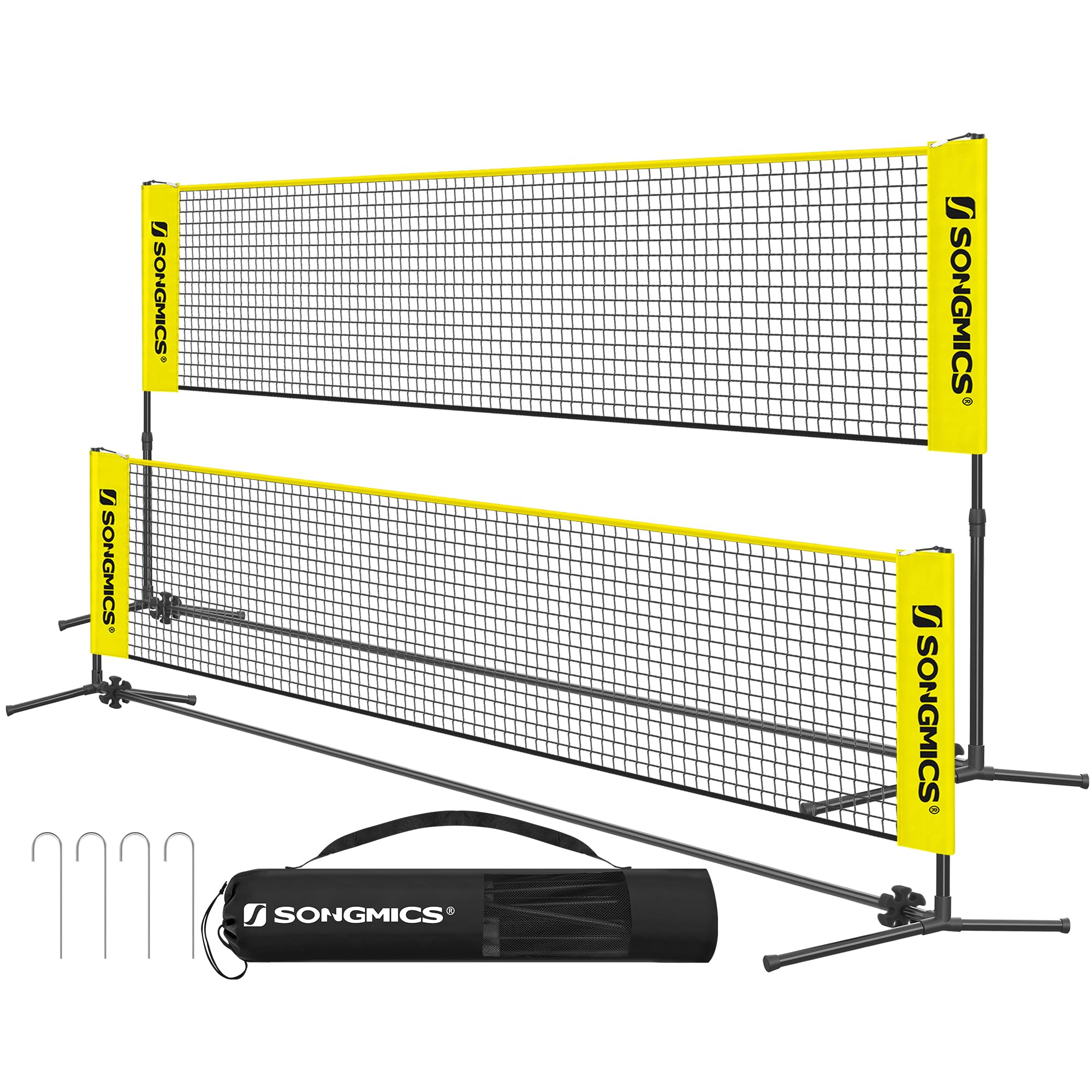 SONGMICS 3 m Badminton Net, Volleyball Net, Adjustable Poles Height, Portable Set for Tennis