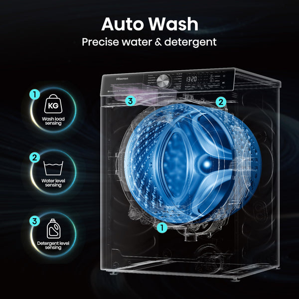 Hisense 3 Series WFQA9014EVJM Freestanding 9 KG Front Load Washing Durable Inverter Machine Steam Wash Quick Wash 15 Washing Programs 1400 RPM White- Energy Rating A