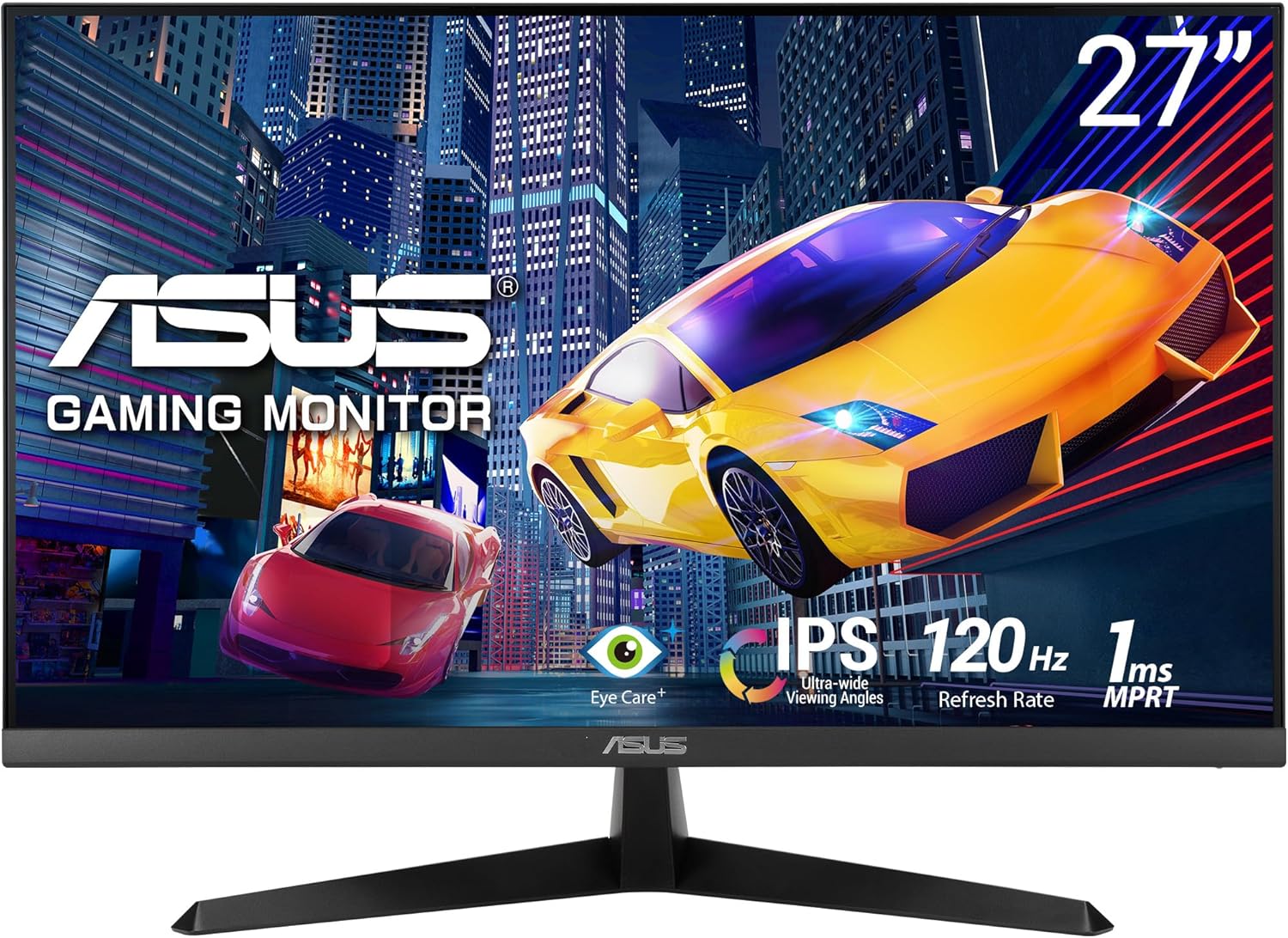 ASUS VY279HGR Eye Care Gaming Monitor – 27 inch FHD (1920x1080), IPS, 120Hz OC, SmoothMotion, 1ms MPRT, Adaptive Sync, Eye Care Plus, Blue Light Filter, Flicker Free, antibacterial, SmoothMotion
