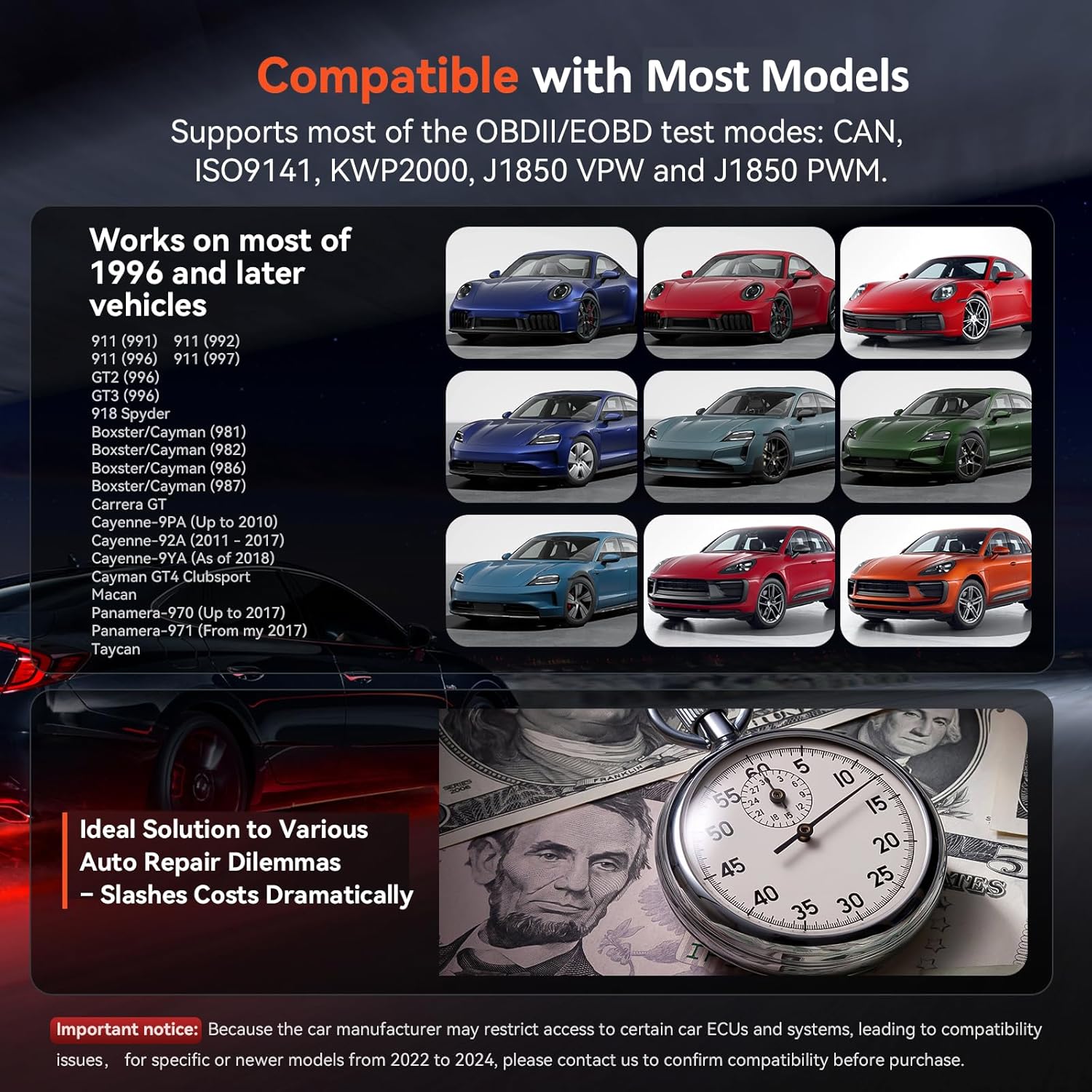 iCarsoft POR V2.0 OBD Diagnostic Tool for Porsche/Cayenne, Full Systems Diagnostic Scan Tool, OBD2 Scanner with 9 Reset Services, Oil/SAS/EPB/BMS/ETC/DP-F/BLD/INJ/TPMS, Battery Test, Free Upgrade