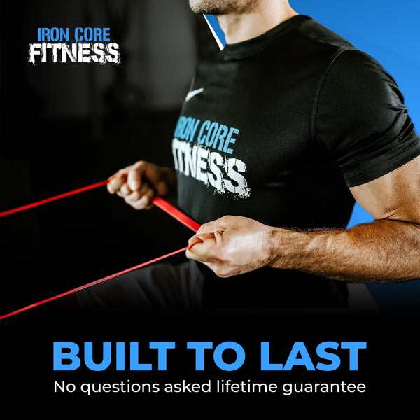Iron Core Fitness 5 Pull Up Assistance Bands Set of Long Resistance Bands. Gym Quality Pack Of Heavy Medium Light Exercise Bands For Strength, Power,