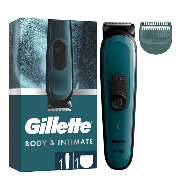 Gillette Intimate Body Hair Trimmer for Men, Pubic Hair and Ball Trimmer, Waterproof, Cordless Men's Body Groomer for Wet & Dry Shaving, Lifetime Sharp Blades,SkinFirst i3