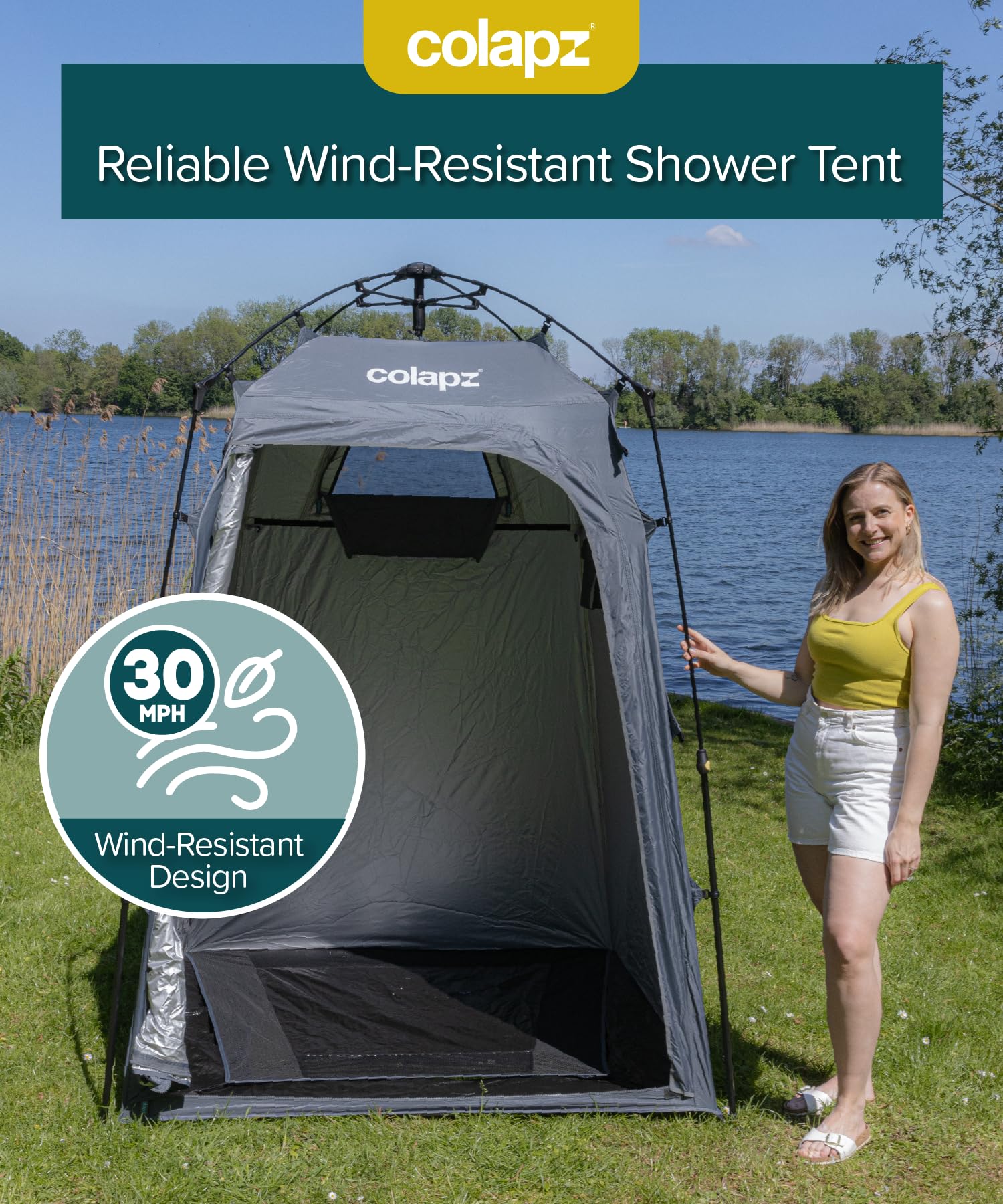 Colapz USB Rechargeable Camping Shower - Portable Shower for Dogs - High Pressure Jet Wash for Bikes - 1 Shower Head - 1 Jet Head - Carry Case Included - Campervan Essentials