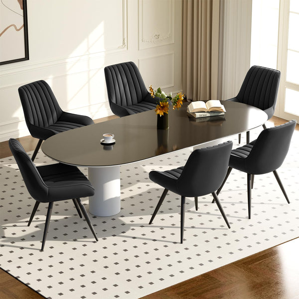 Hawthyhome Dining Chairs Set of 4 |Upholstered Chairs with 10cm Thick Seat Cushion •Upholstered Fabric Dining Chair •Kitchen Chair with Backrest •Modern Armchairs with Metal Legs •Dark Grey