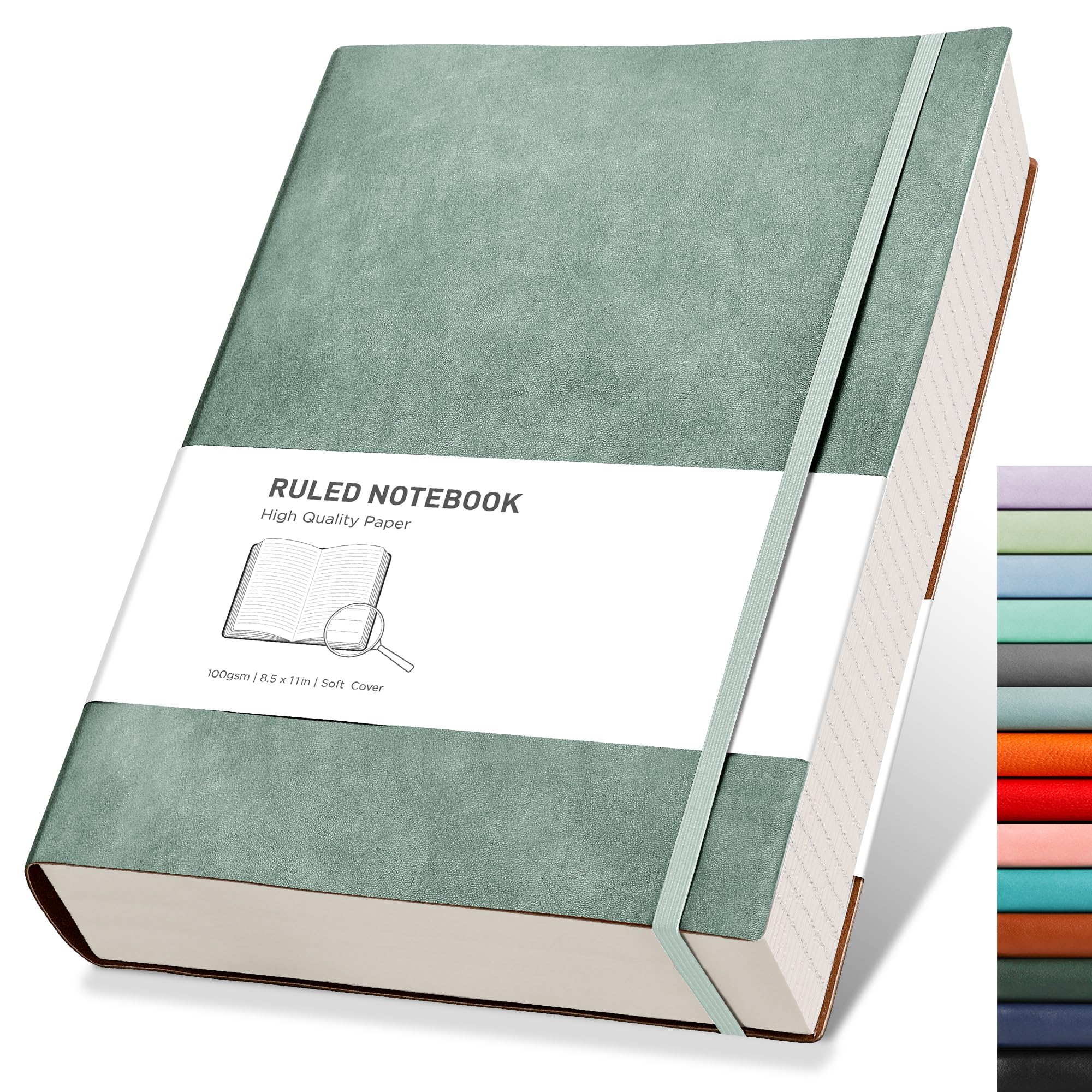 RETTACY Lined Journal Notebook - A5 Note Book Hardcover Thick Notepad 320 Numbered Pages for Writing,100gsm Lined Paper, Leather Hardcover, for Women Men Work Office School,14.5 x 21cm - Black