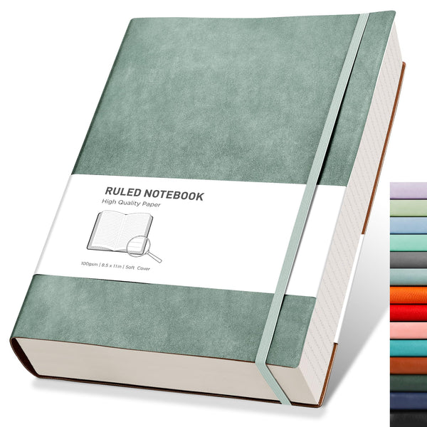 RETTACY Lined Journal Notebook - A5 Note Book Hardcover Thick Notepad 320 Numbered Pages for Writing,100gsm Lined Paper, Leather Hardcover, for Women Men Work Office School,14.5 x 21cm - Black