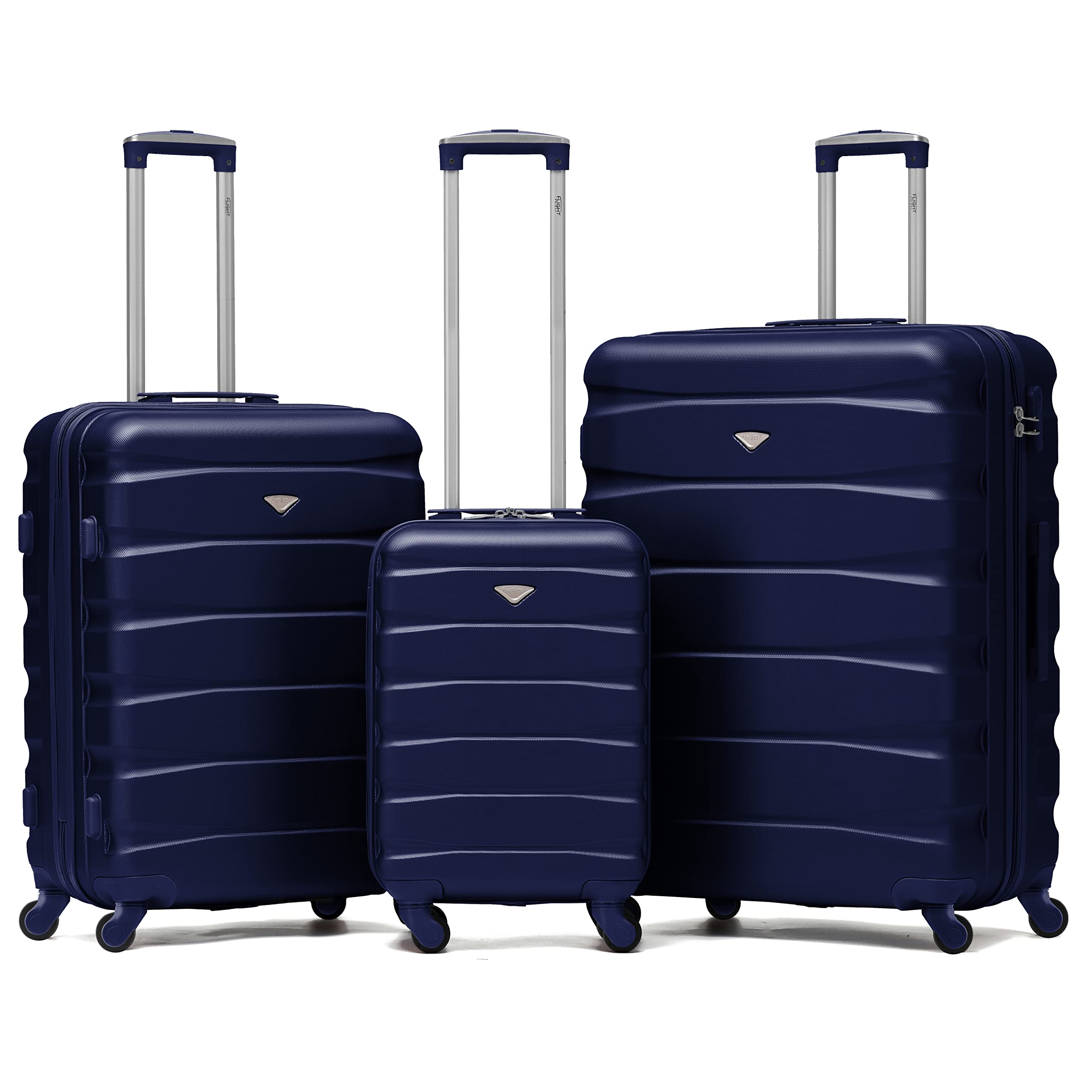 Flight Knight Set of 3 Lightweight 4 Wheel ABS Hard Case Suitcases Cabin & Hold Luggage Options Approved for Over 100 Airlines Including easyJet, British Airways, Ryanair, Jet2 & Many More