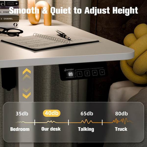 ERGOMAKER Electric Height Adjustable Standing Desk 80x60cm (31.5"x23.6"), Sit Stand Desk with Splicing Top for Home Office (Black Frame + Black Desktop)