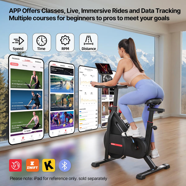 Bluearth Self-Powered-Fan Exercise Bike with Dynamic LED Light Effects, Pro Livestreaming Classes, Smart Exclusive App, 300 LBS Magnetic Resistance Indoor Stationary Cycling Workout Bike for Home