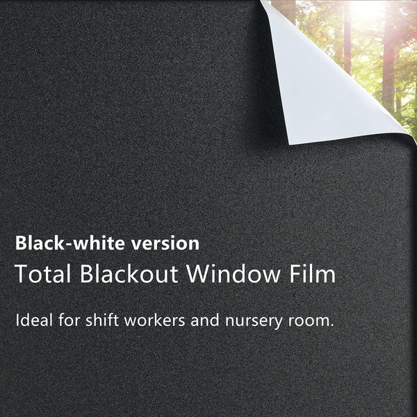 FEOMOS Total Blackout Window Film with Heat Resistant White Side Static Cling 100% Light Blocking Glass Films Cover Room Darkening Removal 60cmx300cm