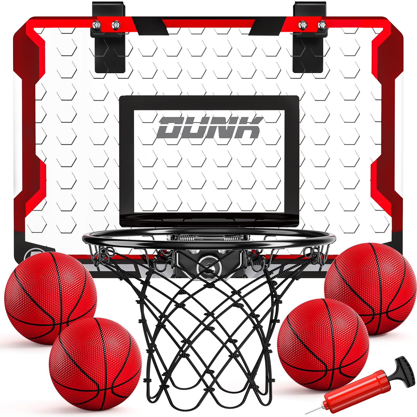 TEMI Basketball Hoop Indoor With 4 Balls, Over The Door for Kids and Adults, Toy Gift for Boys Girls Age 3-12 Years