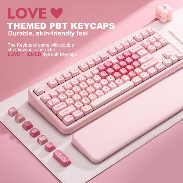 YUNZII B87 Wireless Mechanical Keyboard,QMK/VIA Software Custom Gaming,Gasket RGB Keyboard with Cute MOA Keycaps,Wrist Rest,BT5.0/2.4G/USB-C NKRO for Win/Mac (butter, milk v2 linear)