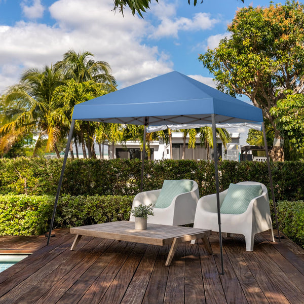 Outopee 3m x 3m Ez Pop Up Canopy Tent with 4 SideWalls, Outdoor Gazebo Portable Instant Canopy for Commercial Events, Party, Backyard BBQ, Camping, Blue