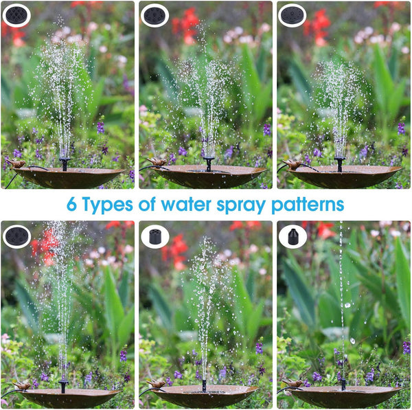 AISITIN 5.5W Solar Fountain Pump, Solar Water Pump Floating Fountain Built-in Battery, with 6 Nozzles, for Bird Bath, Fish Tank, Pond or Garden Decoration