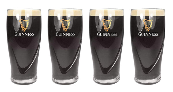 Guinness Official Merchandise Embossed Pint Beer Glass (Set of 4), 568ml