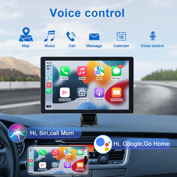 Car Stereo,9 Inch CarPlay Screen for Apple Car play & Android Auto,Portable Car Player Wireless Car Play Screen with Voice Control, Suitable for Most Vehicles (9 Inch +Camera)
