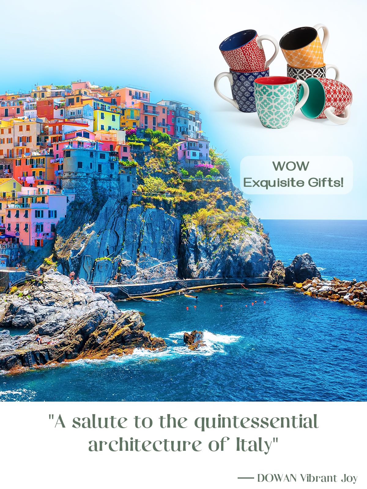 DOWAN Coffee Mugs Set of 6-19oz/560ml Ceramic Mugs Set - Large Tea Coffee and Hot Chocolate Cups - Oriental Classical Fancy Mugs - Great Gift for