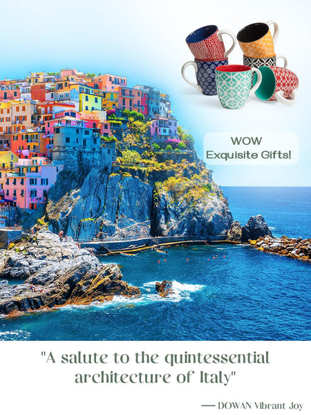 DOWAN Coffee Mugs Set of 6-19oz/560ml Ceramic Mugs Set - Large Tea Coffee and Hot Chocolate Cups - Oriental Classical Fancy Mugs - Great Gift for