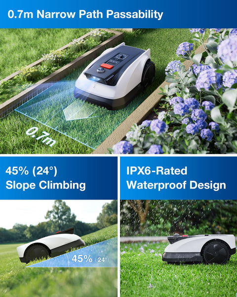 ECOVACS GOAT O800 RTK Robot Lawnmower 800㎡, Wire free, Lidar-Enhanced RTK+Vision Navigation, Pass 0.7m path, Auto Mapping, Customizable Mowing, Edge Presicion Mowing, 45% Slope Climbing