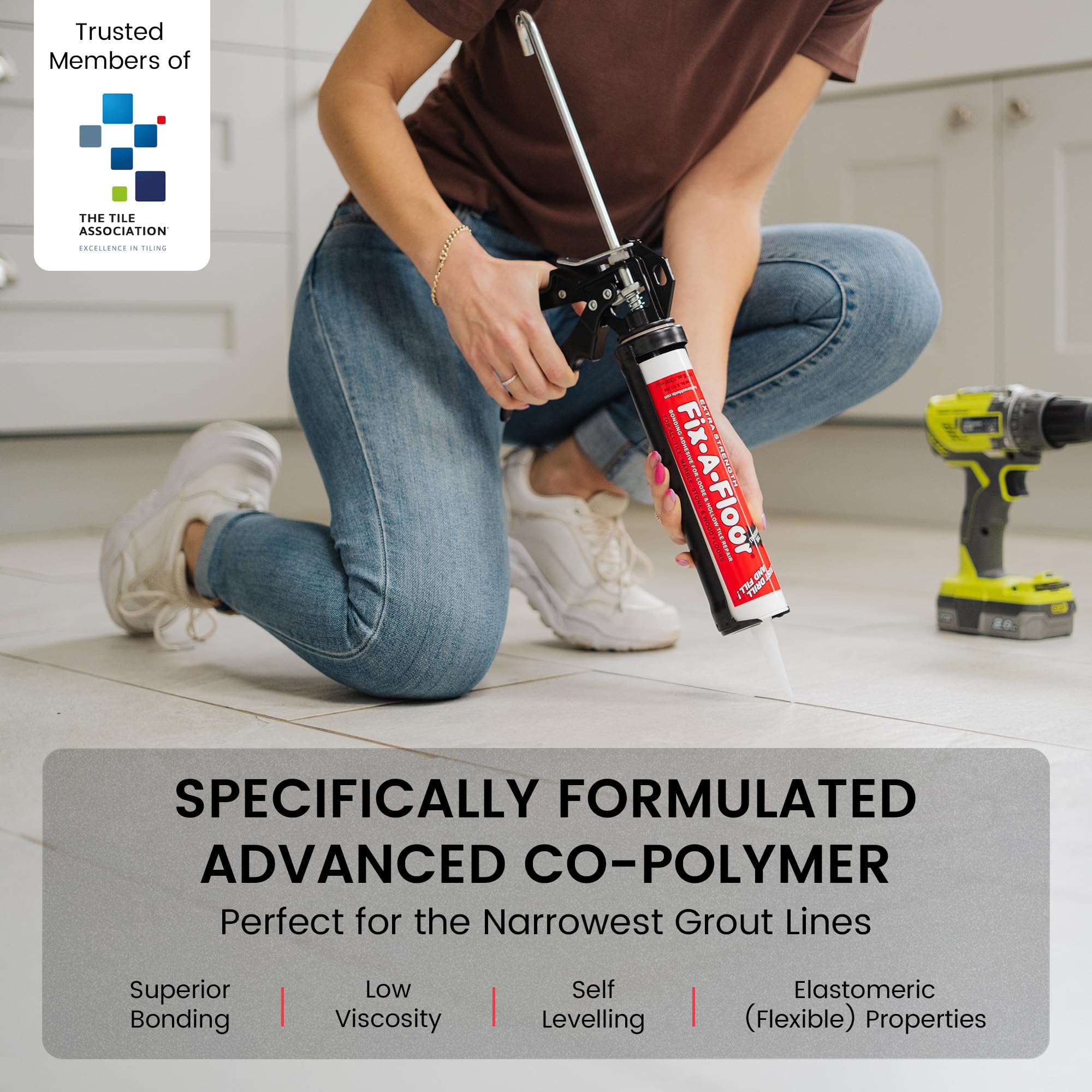 Fix-A-Floor Extra Strength Bonding Adhesive for Loose & Hollow Tiles, Wood, LVT & Laminate - Eco-Friendly & Non-Toxic - Includes 2mm and Customisable