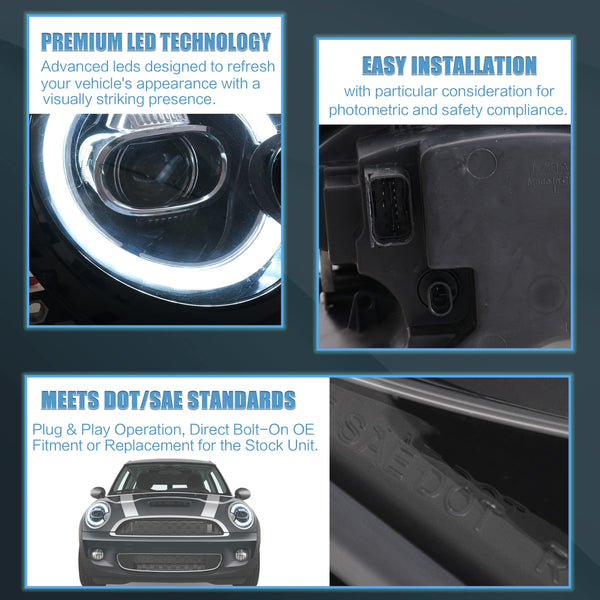 VLAND LED Tail Light Compatible with BMW Mini Cooper F55 F56 F57 2014-2021, Rear Lights with Sequential Turn Signal, Electroplated housing, Red