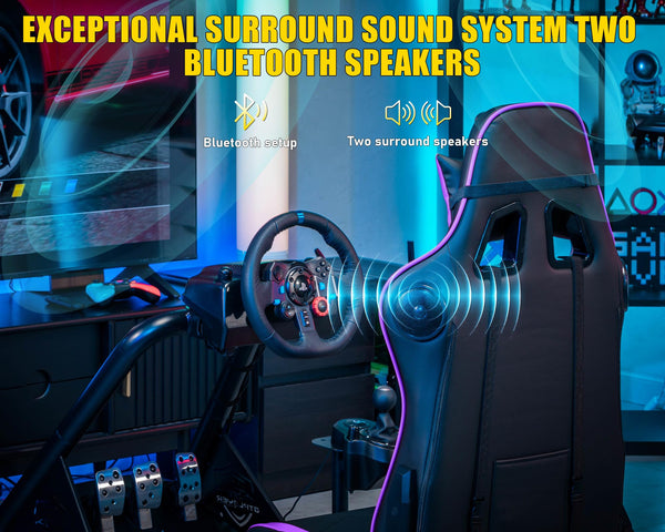 GTPLAYER Racing Simulator Cockpit with Seat, Sim Racing Cockpit Multi-function Adjustable Gaming Wheel Stand for G25 G27 G29 G920 G923 T300 PS5 PS4 Xbox, Without Wheel, Shifter & Pedals