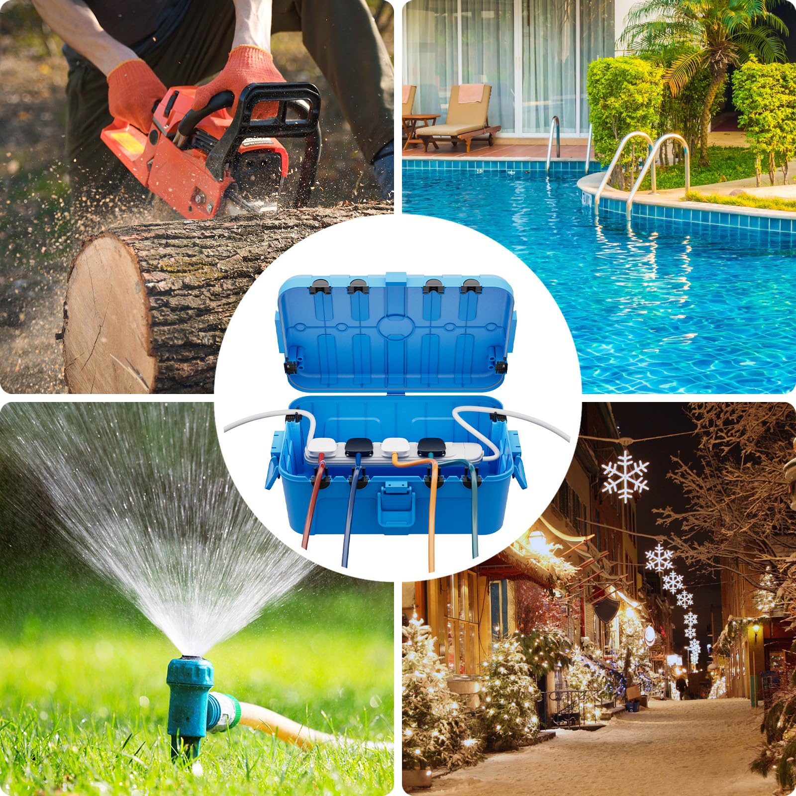 RESTMO Extra Large Waterproof Electrical Box, IP54 Weatherproof Outdoor Outlet Cover, Protect Outlet, Plug, Timer, Power Strip (Not Included), Holiday Light Decoration, 32 x 22 x 13 cm, Black