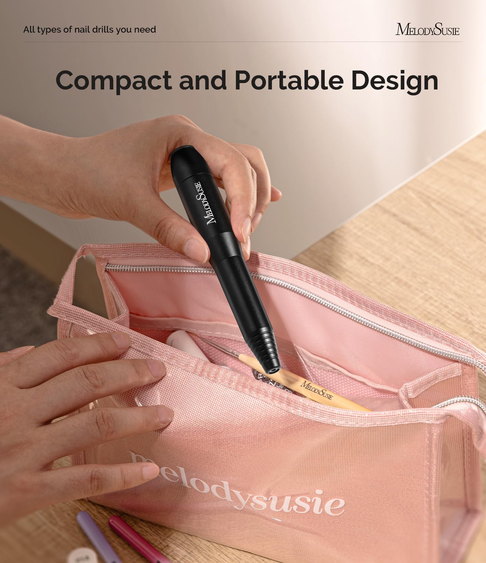 MELODYSUSIE Sheen Electric Nail Files 20000RPM for Beginners, Professional Compact Nail Drill Machine Set for Acrylics Nails, Efile with Nail Clippers Manicure and Pedicure Set, with UK Plug, Gold