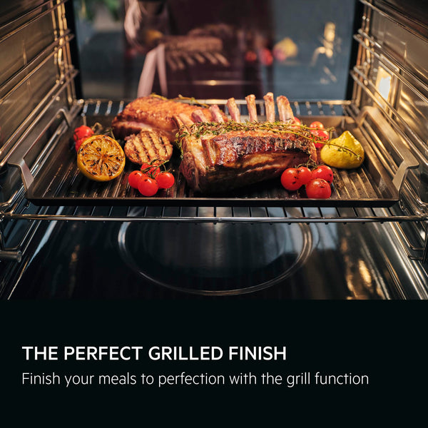 AEG 3000 Series Surroundcook Integrated Oven BEX335011B, 72L Multilevel Cooking, Turbo Grill, Defrost, Led Display, XL Baking Tray, Aqua Clean, Built-in Oven 590x560x550mm, Class A+++ Black