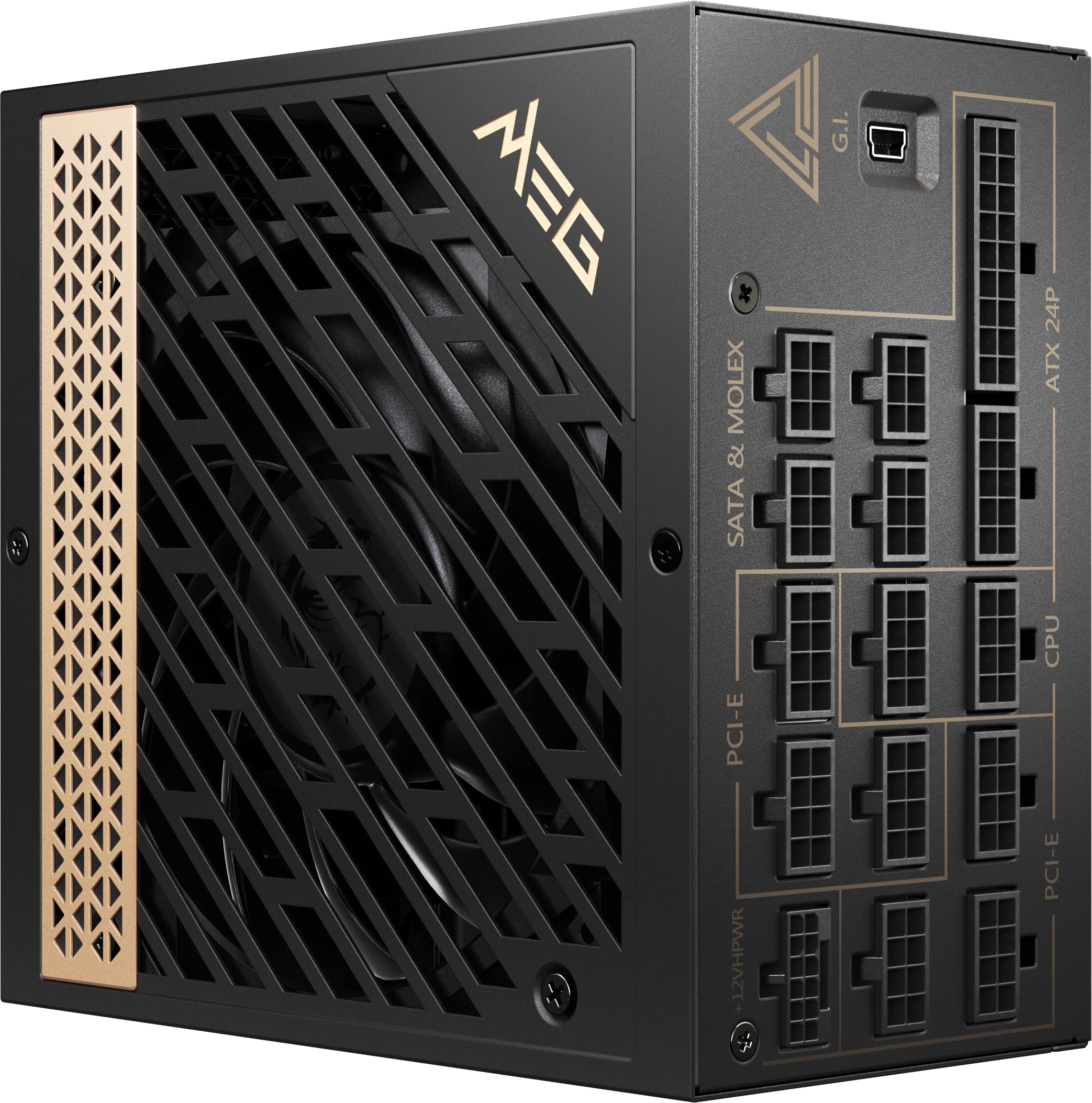 MSI MPG A1000G PCIE5 Power Supply Unit, UK Plug - 1000W, 80 Plus Gold Certified, Fully Modular ATX 3.0, PCIe 5.0 GPU Support, Japanese 105°C Capacitors, 0% RPM Mode, Flat Cables - 10 Year Warranty