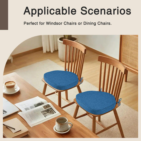 OVOV Chair Cushions for Dining Chairs Set of 4 Windsor Seat Cushion for Kitchen Room Chair Thick Textured Chair Pads with Ties and Non-Slip