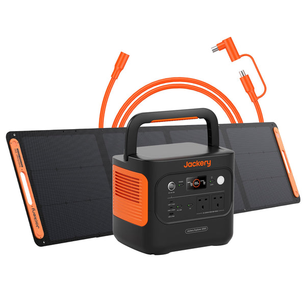 Jackery Explorer 2000V2 Portable Power Station (2024 New) + 2x 200W Solar Panels, 2040Wh LiFePO4, 2000W AC & 100W USB-C Output, 1-Hour Fast Charge, Solar Generator for Camping & Backup